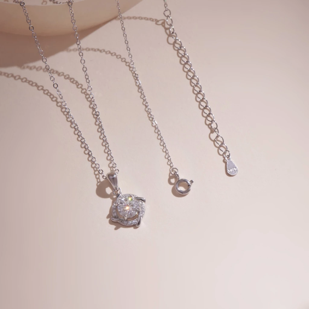 Dây chuyền nữ bạc xi bạch kim đá Moissanite 6,5 ly LAVESTA KC72 kiểm định GRA Sarah with love - Ảnh 5