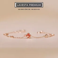 Lắc tay bạc nữ mạ vàng hồng 18K và mạ bạch kim LAVESTA LAV125 Cindy thiết kế cỏ 4 lá hiện đại, sang chảnh