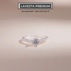 Nhẫn bạc nữ đá Moissanite 5 ly kiểm định GRA LAVESTA KC52 mặt đá tinh tế, sang trọng hiện đại