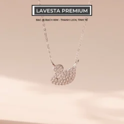 Dây chuyền nữ bạc xi bạch kim LAVESTA LAV044 thiết kế mặt thiên nga SWAN NECKLACE thanh lịch, sang trọng