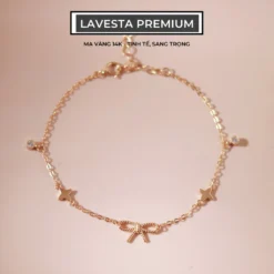 Lắc tay bạc nữ mạ vàng 14K cao cấp LAVESTA LAV078 Marysol thiết kế nơ xinh nữ tính, thanh lịch