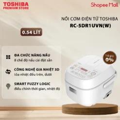Nồi Cơm Điện Tử Toshiba 0.54L RC-5DR1UVN(W) - 8 Chế Độ Nấu - Công Nghệ Gia Nhiệt 3D