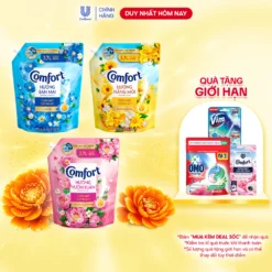 Nước Xả Làm Mềm Vải Comfort Đậm Đặc Một Lần Xả Thơm Mát Suốt Ngày Dài túi 3.7L