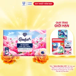 Giấy Thơm Comfort Hương Mẫu Đơn Và Hoa Hồng Ohara 40 tờ, Dành Cho Máy Sấy Quần Áo, Tủ Quần Áo