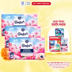 Combo 3 Hộp Giấy Thơm Comfort Hương Mẫu Đơn Và Hoa Hồng Ohara 40 tờ/hộp, Dành Cho Máy Sấy Quần Áo, Tủ Quần Áo