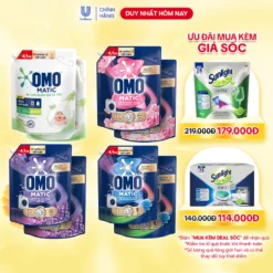 Combo 2 Túi Nước giặt OMO Matic Cửa trước 4,1kg/túi