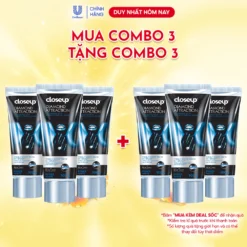 Combo 3 Kem đánh răng dạng GEL Close up Trắng răng Diamond Attraction 100g