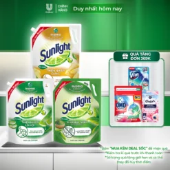 Nước rửa chén Sunlight Bio-care với thành phần từ 100% tự nhiên Túi 3.3kg