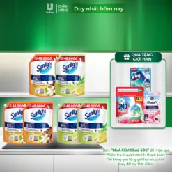 Combo 2 Nước Lau Sàn Sunlight BIOSHIELD Ngăn côn trùng hiệu quả | Túi 3,4KG | Chanh Yuzu & Sả | Quế & Cam Bergamot