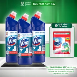 Combo 3 Nước Tẩy Bồn Cầu và Nhà Vệ Sinh Vim Diệt Khuẩn| Diệt 99,9% Vi Khuẩn (880ml)