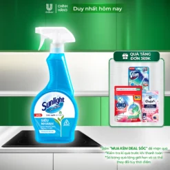 Nước lau kính Sunlight Siêu nhanh | Phiên bản nâng cấp từ Cif | Sạch trong suốt, không tỳ vết | Chai 520ml