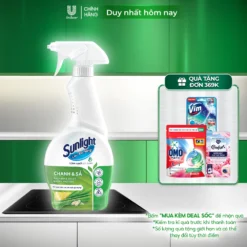 Nước lau đa năng Sunlight Chanh & Sả | Phiên bản nâng cấp từ Cif | Sạch bóng kin kít, không nhờn rít | Chai 500ml