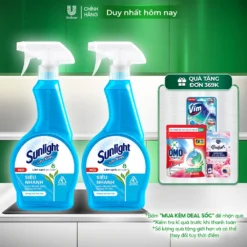 Combo 2 Nước lau kính Sunlight Siêu nhanh | Phiên bản nâng cấp từ Cif | Sạch trong suốt, không tỳ vết | Chai 520ml