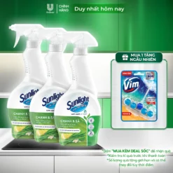 Combo 3 Nước lau đa năng Sunlight Chanh & Sả | Phiên bản nâng cấp từ Cif | Sạch bóng kin kít, không nhờn rít| Chai 500ml
