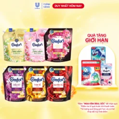 Nước Xả Vải Comfort Hương Nước Hoa 100 Giờ Lưu Hương & Comfort Thiên Nhiên Thanh Khiết Túi 3L/ 3.1L/3.7L