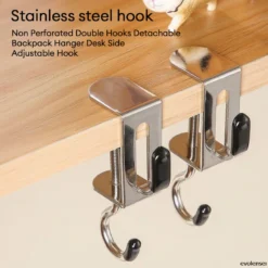 ✨✨Móc Đôi Không Đục Lỗ Móc Treo Ba Lô Có Thể Tháo Rời Móc Treo Cạnh Bàn Có Thể Điều Chỉnh