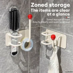 ✨️✨️Sáng Tạo Dây Buộc Tóc Đầu Móc Phòng Tắm Treo Tường Đấm Tóc Miễn Phí Đầu Dây Lược Trang Sức Giá Để Đồ