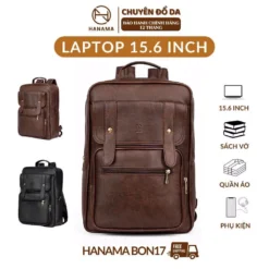 Balo DaBag thời trang Hanama Bon17 đựng laptop đa năng Bag Đeo Vai Nhiều Ngăn Nâu - Đen khóa mạ Đồng