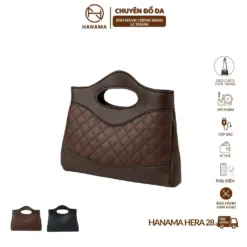 [MỞ BÁN _GIÁ SỐC]_Túi xách nữ đeo vai thiết kế cao cấp Hanama Hera 28 Da Bag Đen - Nâu