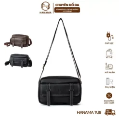 Túi Đeo Vai Unisex Bag Tu8 hai mầu lựa chọn Nâu và Đen kich thước 25x15x8cm Da