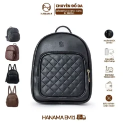 Balo nữ mini họa tiết trần chỉ quả trám HN Emi1