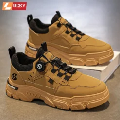 Giày Nam Lucky Nút Vặn Dây Thông Minh, Giày Sneaker Nam Thời Trang Giày Nam Đế Cao Su Non