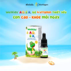 Vitamin WelKids ADEK bổ sung D3K2 kết hợp Vitamin A, E giúp bé phát triển chiều cao, nâng cao đề kháng, 10ml