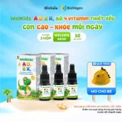Combo 3 Vitamin WelKids ADEK bổ sung D3K2 kết hợp Vitamin A, E giúp bé phát triển chiều cao, nâng cao đề kháng, 10ml