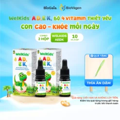 Combo 2 Vitamin WelKids ADEK bổ sung D3K2 kết hợp Vitamin A, E giúp bé phát triển chiều cao, nâng cao đề kháng, 10ml