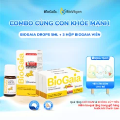 Combo cùng con khỏe mạnh gồm 1 lọ men vi sinh BioGaia Protectis Drops và 3 hộp men vi sinh BioGaia dạng viên