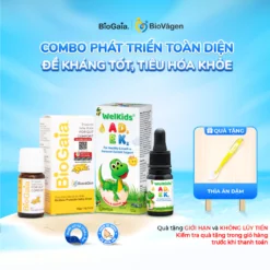 Combo phát triển toàn diện gồm 1 lọ vitamin ADEK WelKids 10ml + 1 lọ men vi sinh Biogaia Protectis Drops 5ml